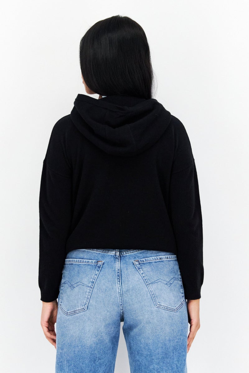 Lyle & Scott Women Long Sleeve Embroidered Logo Hoodie, Black - Image 4