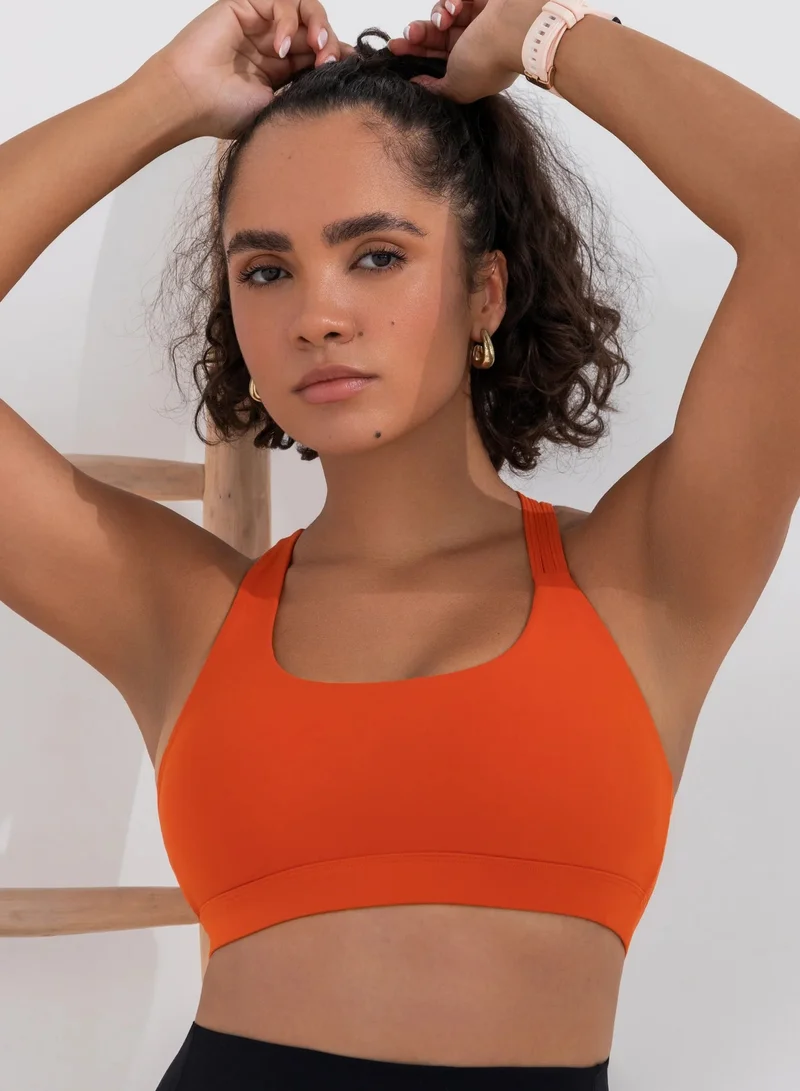Mohuki Orange Active Triple Line Crossback Bra for Women | Best Price UAE