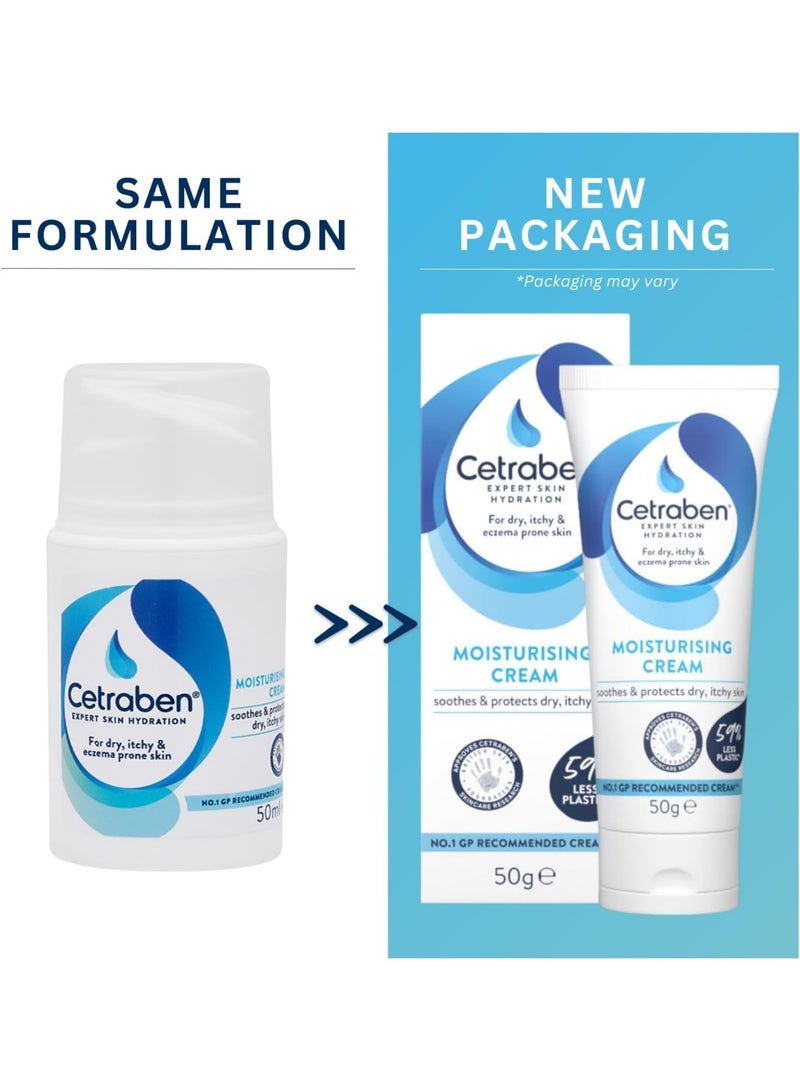 cetraben Moisturising Cream, For Dry, Itchy, Sensitive & Eczema-Prone Skin, Soothe, Moisturise, Hydrate, & Protect, Dermatological Moisturiser,Daily Use on the Body, Fragrance Free, 1 x 50ml - Image 2