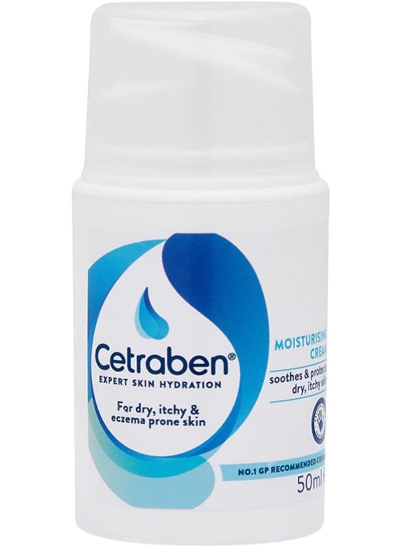 cetraben Moisturising Cream, For Dry, Itchy, Sensitive & Eczema-Prone Skin, Soothe, Moisturise, Hydrate, & Protect, Dermatological Moisturiser,Daily Use on the Body, Fragrance Free, 1 x 50ml - Image 1