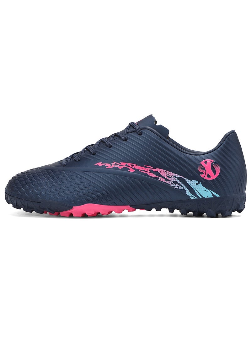SKY WING Boy And Girl Soccer Shoes kids IC or IN Flat Sole Sport Shoes Flexible Athletic Outdoor Cleats Lace Up Light Weight Training Football Blue  - Image 2