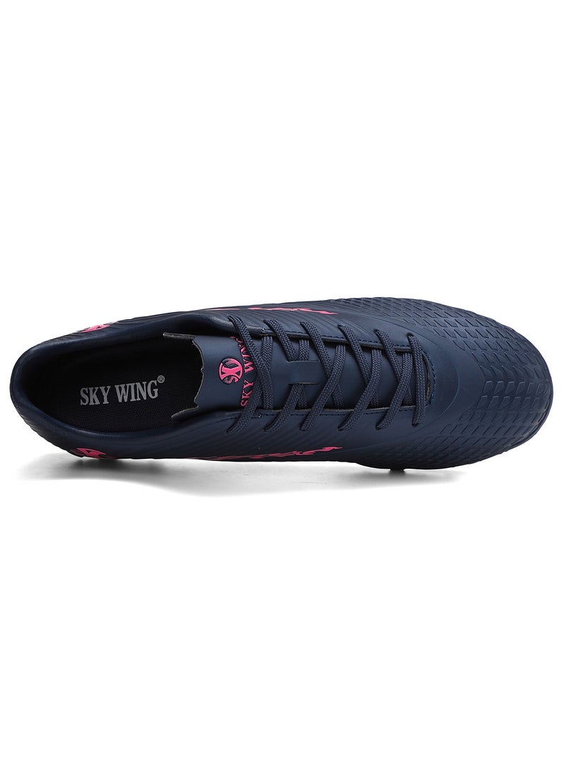 SKY WING Boy And Girl Soccer Shoes kids IC or IN Flat Sole Sport Shoes Flexible Athletic Outdoor Cleats Lace Up Light Weight Training Football Blue  - Image 5