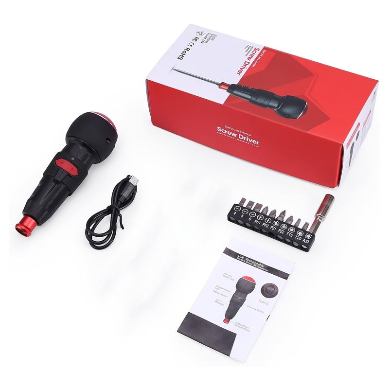Black 2-In-1 Electric Screwdriver Rechargeable 900mAh Battery LED Light 4nm 10nm Power Manual Screwdriver For Furniture Repair Carpenter Electrician - Image 1