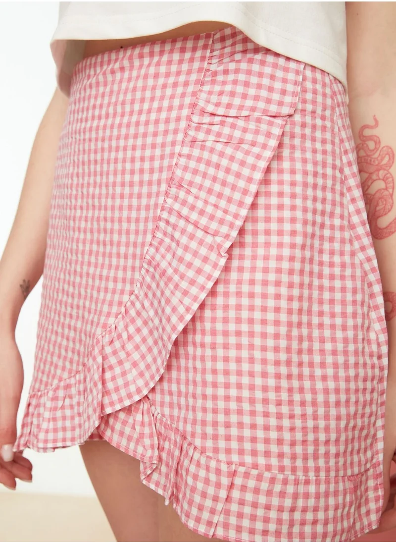 trendyol Checked Ruffle Detail Shorts