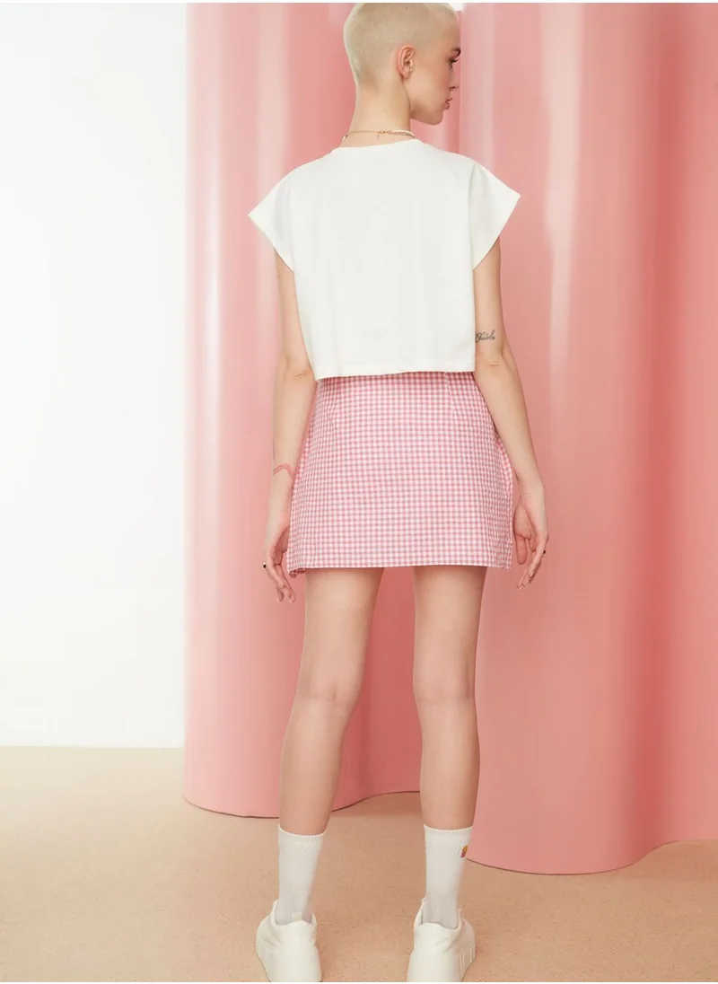 trendyol Checked Ruffle Detail Shorts