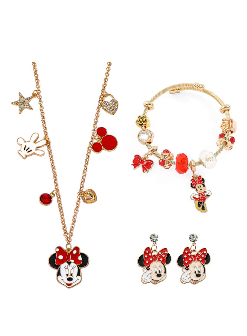 LYDBAOBO 3 in 1 Jewelry Set Minnie Mouse  Beads Bracelet & Necklace Set - Image 1
