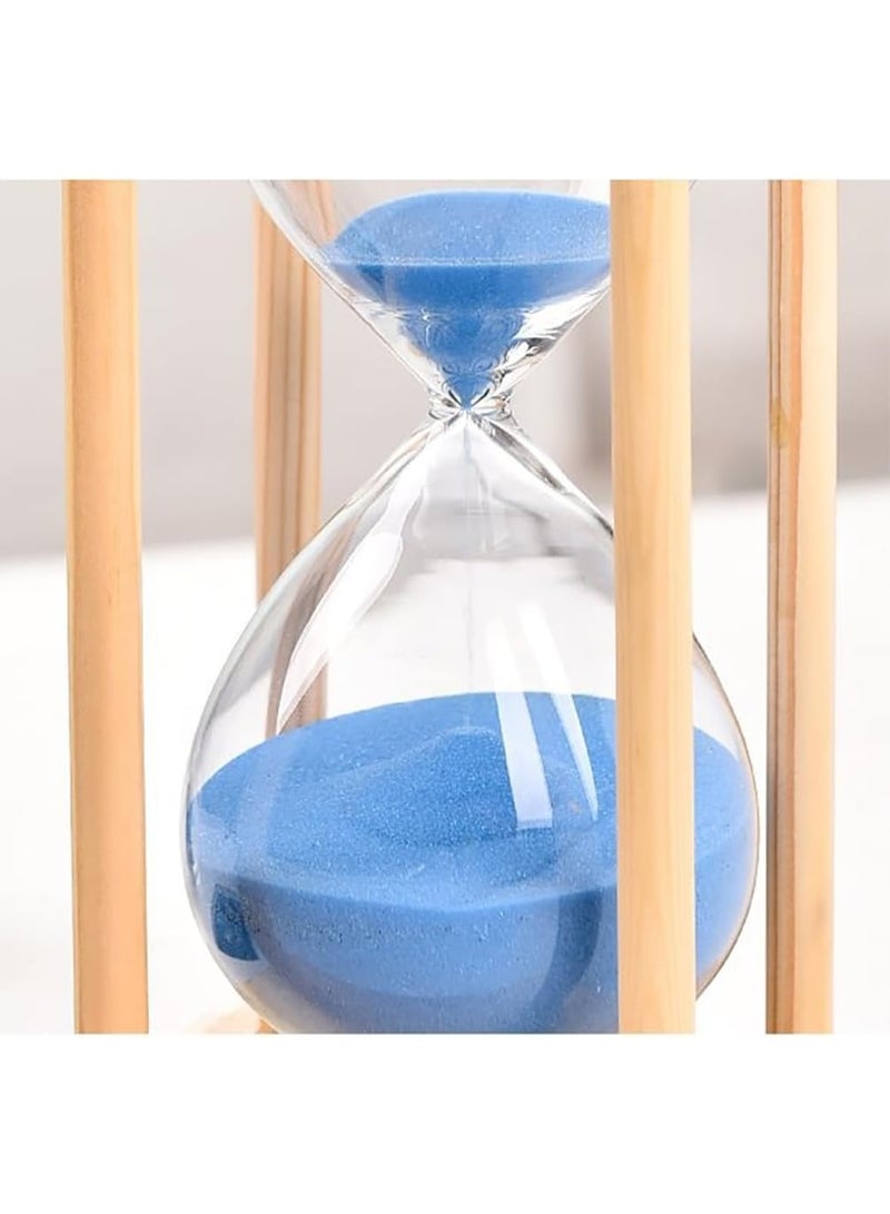 Rubik Sand Timer, 30 Minutes Wooden Base with 4 Pillars Vintage Decorative Hourglass Clock for Kitchen Home Office School Classroom Decoration (Beige/Blue)  - Image 4