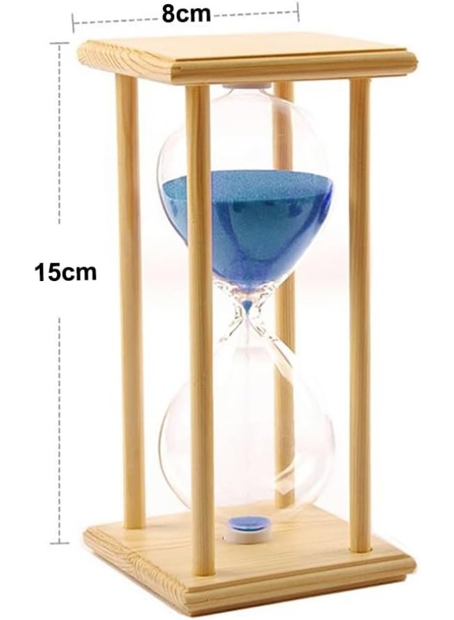 Rubik Sand Timer, 30 Minutes Wooden Base with 4 Pillars Vintage Decorative Hourglass Clock for Kitchen Home Office School Classroom Decoration (Beige/Blue)  - Image 3
