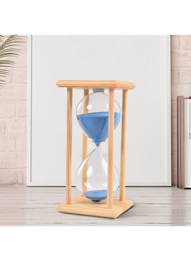 Rubik Sand Timer, 30 Minutes Wooden Base with 4 Pillars Vintage Decorative Hourglass Clock for Kitchen Home Office School Classroom Decoration (Beige/Blue)  - Image 2