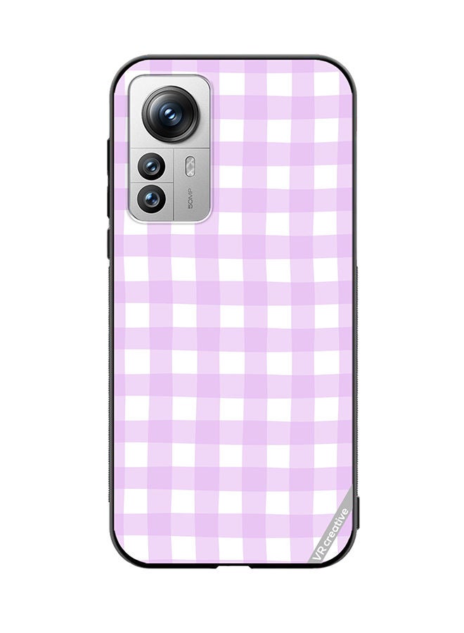 VR CREATIVE Protective Case Cover For Xiaomi 12X Classic Checkered Plaid Purple Seamless Pattern Design Multicolour - Image 1