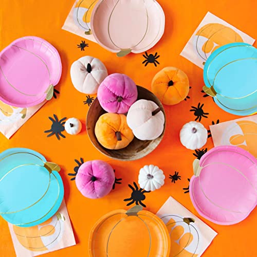 Talking Tables 8 x Pumpkin Shaped Plates for Halloween, Thanksgiving, Fall Parties | Pink, Yellow, Orange Disposable Tableware | Pumpkin Decorations, Tableware Set for Baby Shower, 9" x 8" - Image 2