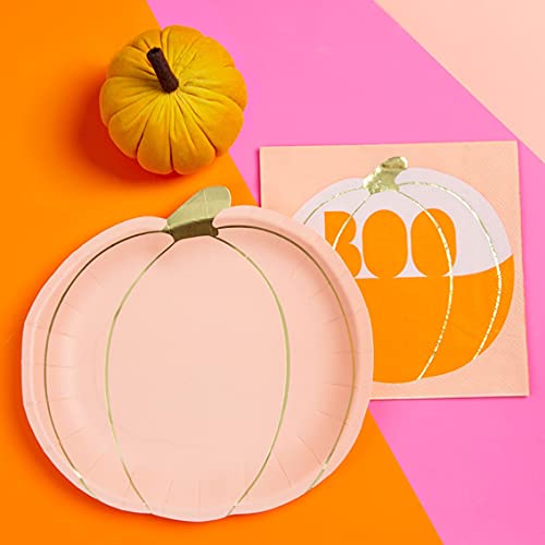 Talking Tables 8 x Pumpkin Shaped Plates for Halloween, Thanksgiving, Fall Parties | Pink, Yellow, Orange Disposable Tableware | Pumpkin Decorations, Tableware Set for Baby Shower, 9" x 8" - Image 3