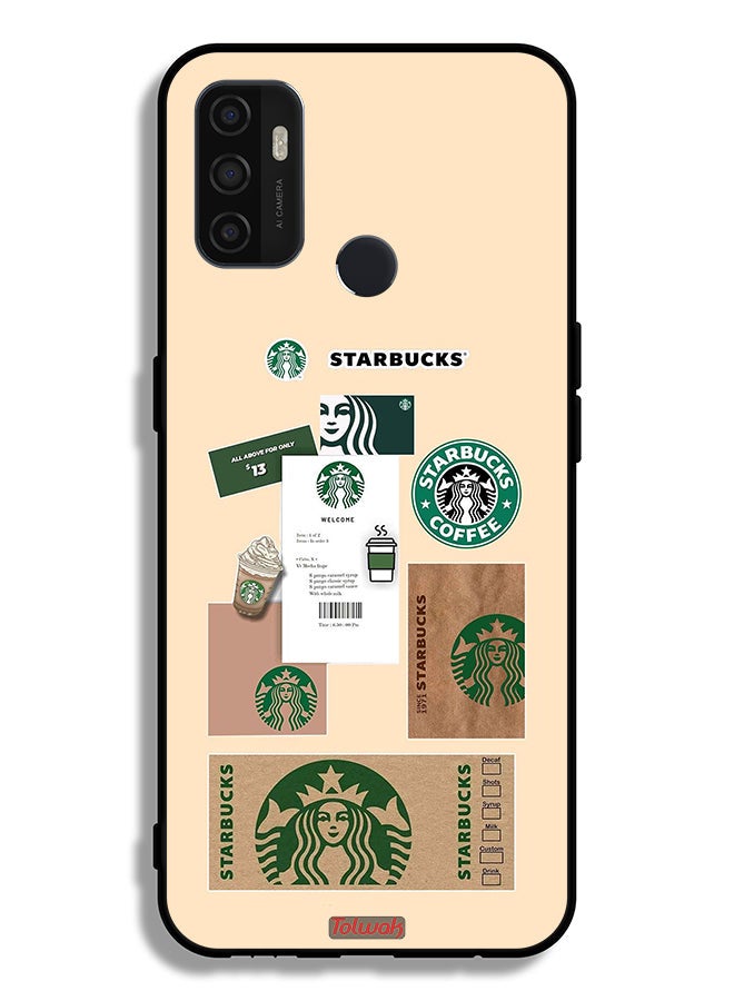Tolwak Oppo A53s Protective Case Cover Coffee Sticker - Image 2