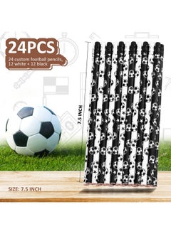 Marspark 24 Pieces Soccer Pencils Kids Sports Pencils With Eraser Soccer Star Print Wooden Pencils For Children School Office Supplies Soccer Football Team Party Favors (24 Pieces)  - Image 2