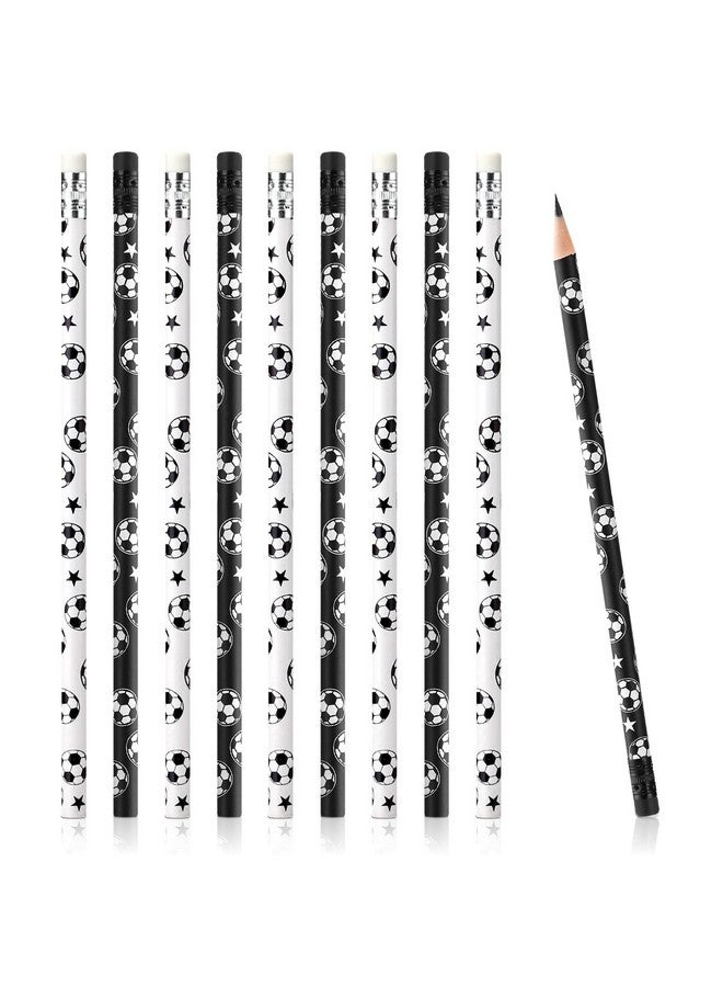 Marspark 24 Pieces Soccer Pencils Kids Sports Pencils With Eraser Soccer Star Print Wooden Pencils For Children School Office Supplies Soccer Football Team Party Favors (24 Pieces) - Image 1