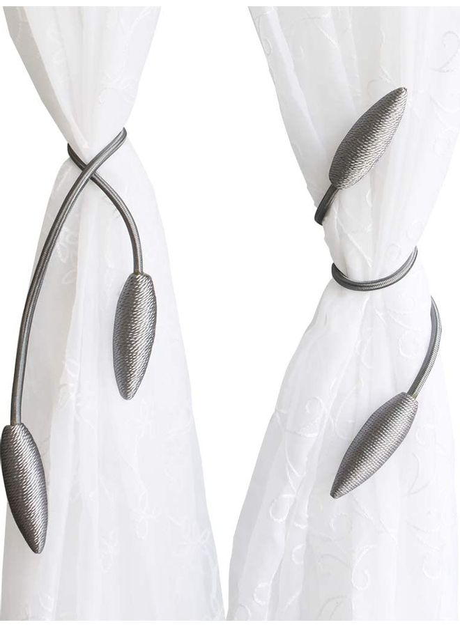 NIBEMINENT 2-Piece Curtain Tieback Set Grey - Image 2