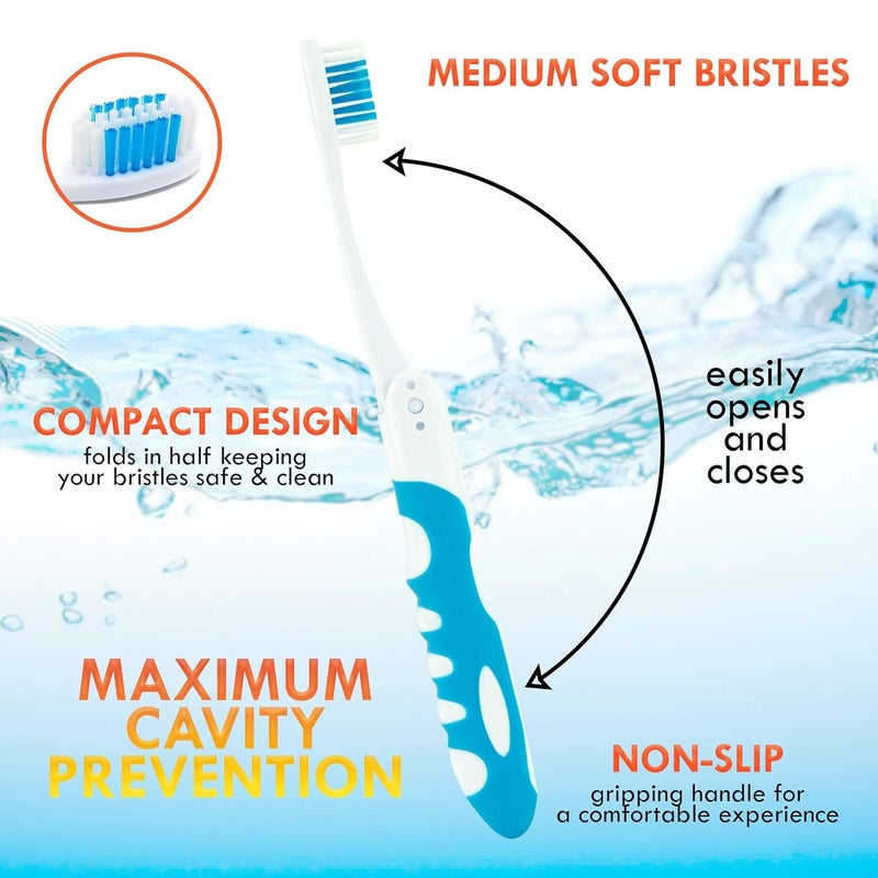Hidak Collapsible Travel Toothbrush Foldable Design with Ventilated Case Compact Toothbrush for Suitcase,Backpack or Car Great for Daily Travel,Kids & Adults (Pack of 1) - Image 5