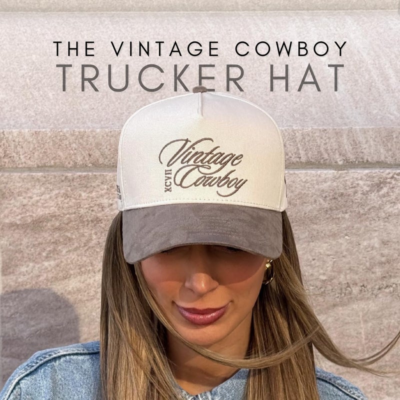 CITRUSY Vintage Western Trucker Hat | Men & Women | Country Cute Caps for Cowgirls Cowboys | Camo Denim Embroidered Cotton | Snapback (Cotton, Vintage Cowboy | Mud Suede) - Image 4