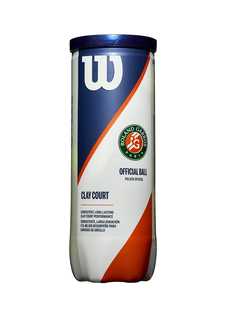Wilson Roland Garros Clay Court Yellow Tennis Balls - 3 Ball Can - Image 1