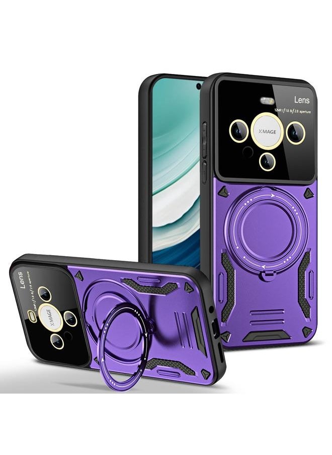 erorex - For Huawei Mate 60 Pro / 60 Pro+ Large Window MagSafe Holder Phone Case(Purple) - Image 1