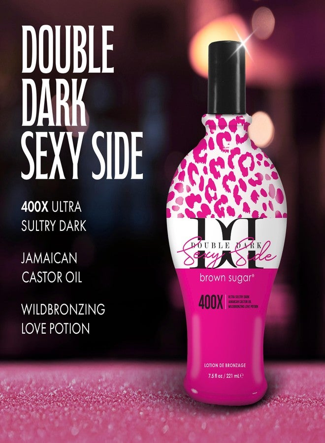 Brown Sugar Double Dark Sexy Side Tanning Lotion, 400X Wildbronzer with Jamaican Black Castor Oil, Double Carrot Oil, Hyaluronic Acid & Peptides, 7.5 Fl Oz - Image 2