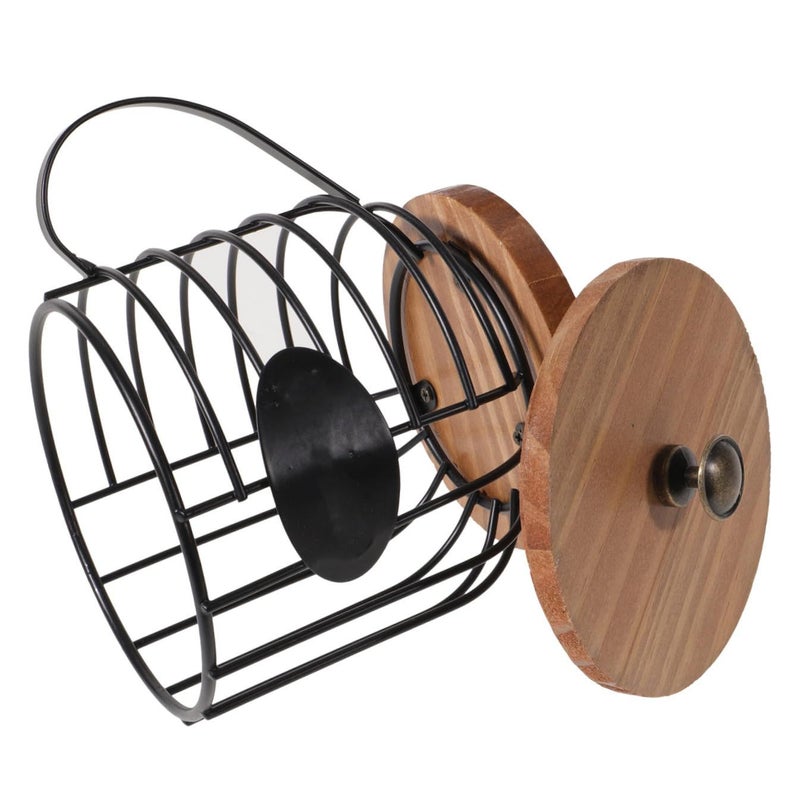 Iron Wood Coffee Station Organizer Capsule Cup Holder Desktop Basket Storage Lid - Image 2