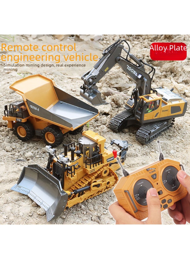 Alloy 2.4g Wireless Remote Control Excavator Children's Toy 11 Channel Digging Engineering Vehicle-Color:258-1 Alloy Excavator (six Channels)-Proportion:1:24 - Image 3
