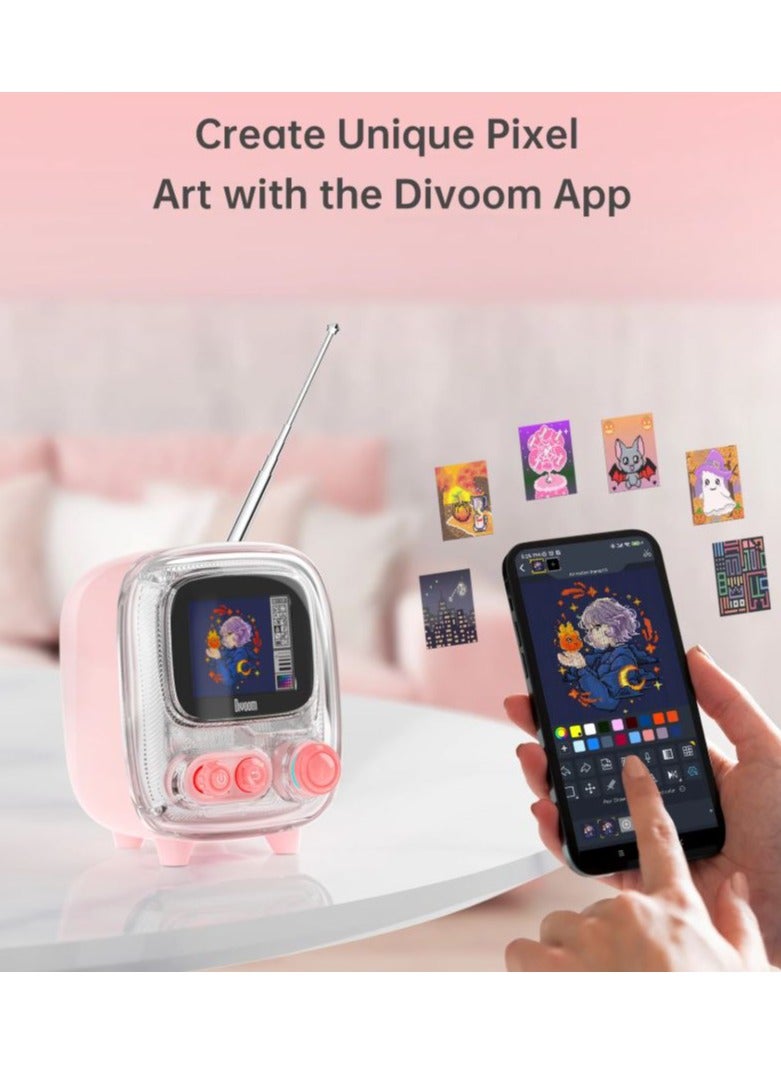 Divoom Tivoo-2 Bluetooth Lyrics Speaker With Pixel Display & Photo Album Function – Pink - Image 4