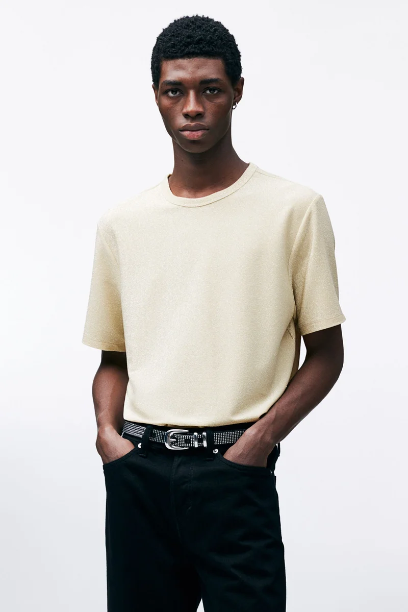 H&M Regular Fit Glittery T-Shirt