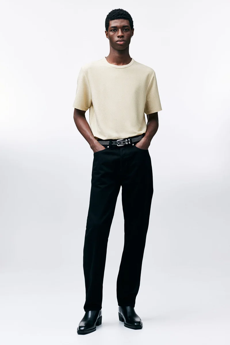 H&M Regular Fit Glittery T-Shirt