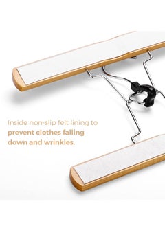 HOUSE DAY 10-Pack Nature Color Wooden Pants Hangers Non Slip Wood Skirt Hangers Wood Jeans/Slack Hanger with 360° Swivel Hook – Pants Clip Hangers for Skirts, Slacks – Clamp Hangers  - Image 5