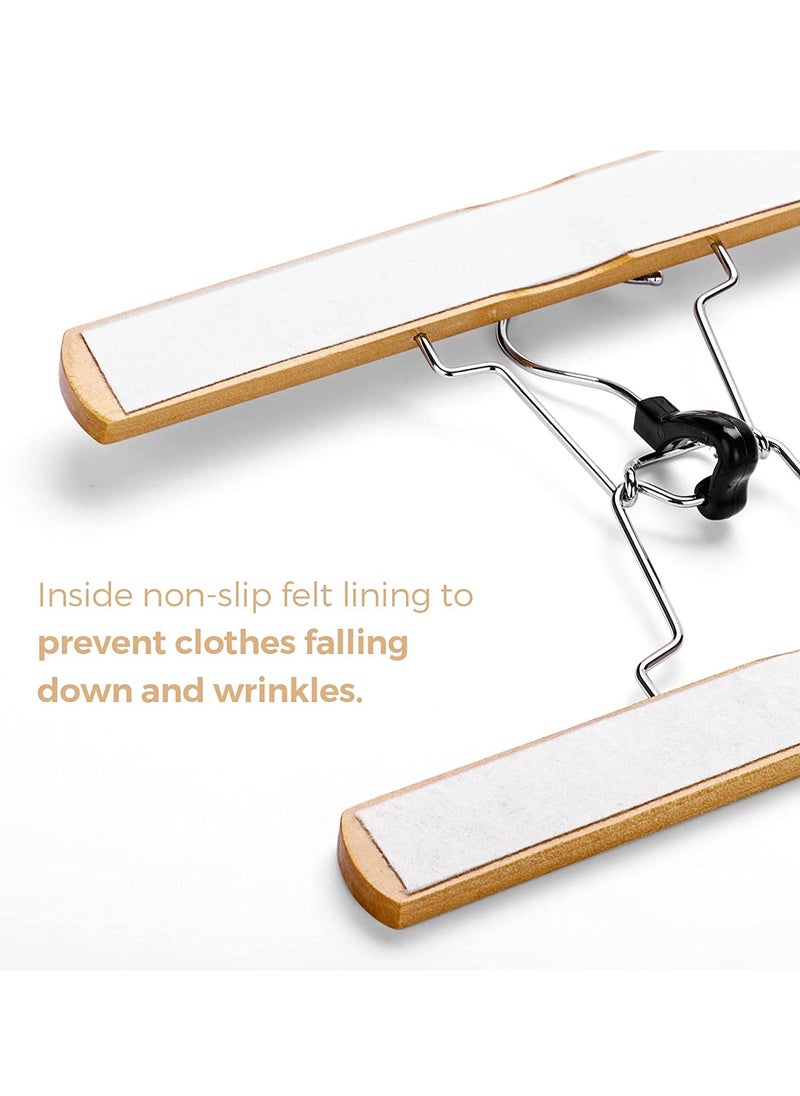 HOUSE DAY 10-Pack Nature Color Wooden Pants Hangers Non Slip Wood Skirt Hangers Wood Jeans/Slack Hanger with 360° Swivel Hook – Pants Clip Hangers for Skirts, Slacks – Clamp Hangers  - Image 5