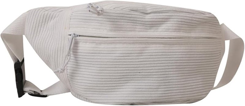 حقيبة خصر من الكوردوروي الأبيض سعة كبيرة صدرية متعددة للفتيات - Image 1