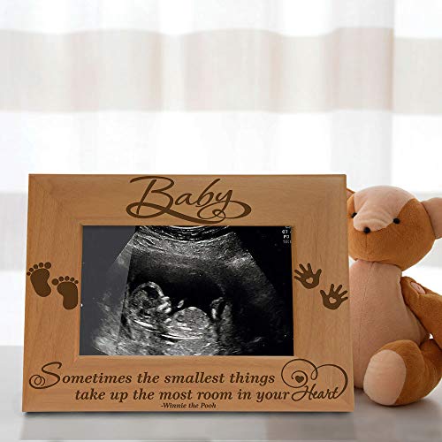 KATE POSH Baby Engraved Wood Picture Frame - Sometimes The Smallest Things take up The Most Room in Your Heart - Winnie The Pooh Sonogram Picture Frame, New Mom, New Dad (3 1/2 x 5 - Baby) - Image 4