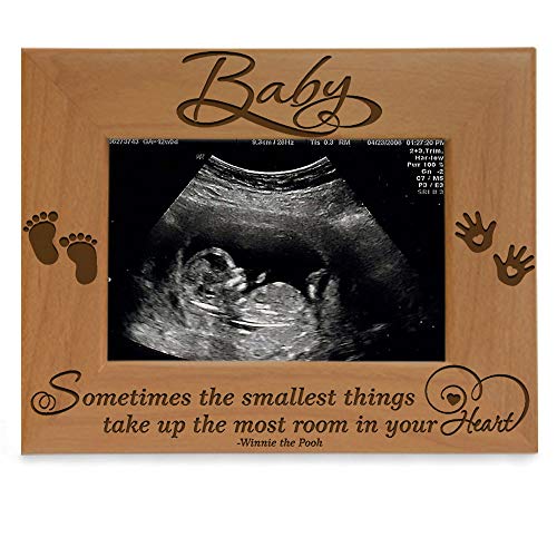 KATE POSH Baby Engraved Wood Picture Frame - Sometimes The Smallest Things take up The Most Room in Your Heart - Winnie The Pooh Sonogram Picture Frame, New Mom, New Dad (3 1/2 x 5 - Baby) - Image 1