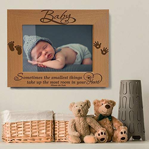 KATE POSH Baby Engraved Wood Picture Frame - Sometimes The Smallest Things take up The Most Room in Your Heart - Winnie The Pooh Sonogram Picture Frame, New Mom, New Dad (3 1/2 x 5 - Baby) - Image 5