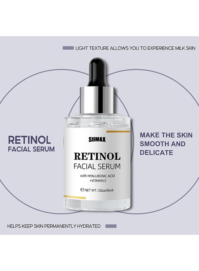 SUMAX Retinol Facial Serums With Hyaluronic Acid & Vitamin E, Anti Aging Retinol Serum for Skin Repair, Retinol Serum For Face, Reduces Wrinkles, Fine Lines, Age Spots Face Serums for Women and Men 45ml - Image 4