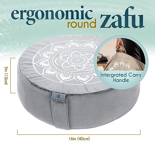 Florensi Meditation Cushion - Large, Grey, Single, Traditional - Meditation Pillow & Buckwheat Pillow & Yoga Cushion & Yoga Accessories - Image 2