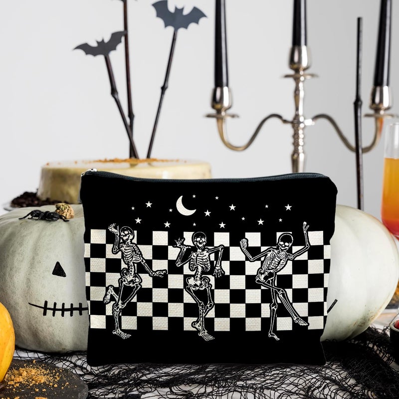 RYYCDOI Goth Spooky Gifts for Women, Gothic Horror Skeleton Black Makeup Bag Cosmetic Pouch - Image 2