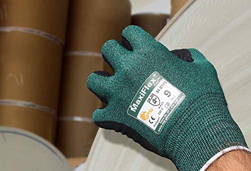 MaxiFlex Cut 34-8743 Cut Resistant Nitrile Coated Work Gloves with Green Knit Shell and Premium Nitrile Coated Micro-Foam Grip on Palm & Fingers - Image 5