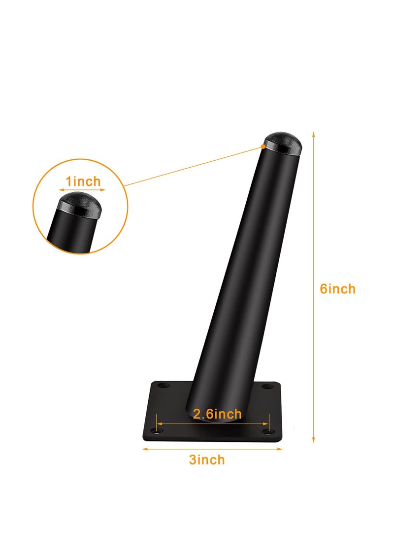 Furniture legs, ELECDON Metal coffee Table Legs Furniture Feet Iron Tv Cabinet Feet, Replacement Leg Black Sofa Feet Heavy Duty Stainless Steel Black Sofa Legs Cabinet Legs Can Bear 800kg 4 Pcs - Image 2
