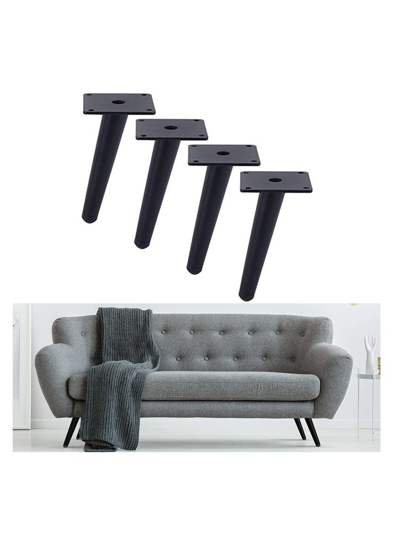 Furniture legs, ELECDON Metal coffee Table Legs Furniture Feet Iron Tv Cabinet Feet, Replacement Leg Black Sofa Feet Heavy Duty Stainless Steel Black Sofa Legs Cabinet Legs Can Bear 800kg 4 Pcs - Image 1