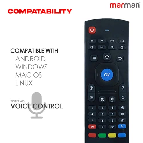 marman® Compatible with Air Fly Mouse Smart Universal Remote with Voice Command & Keyboard Suitable for Smart Tv, Projector, Android Tv Box, Computer, Set Top Box and Gaming with IR Learning Function - Image 4