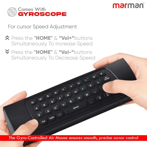 marman® Compatible with Air Fly Mouse Smart Universal Remote with Voice Command & Keyboard Suitable for Smart Tv, Projector, Android Tv Box, Computer, Set Top Box and Gaming with IR Learning Function - Image 3
