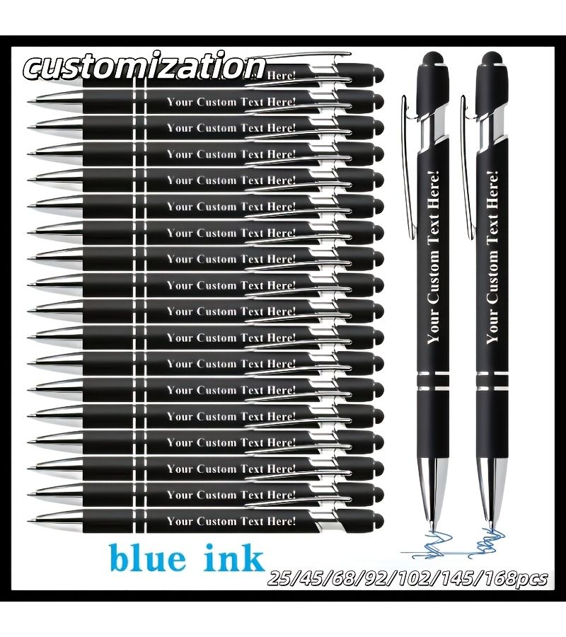 Blue Metal Ballpoint Pens 145pcs Custom Retractable Smooth Writing Office School - Image 1