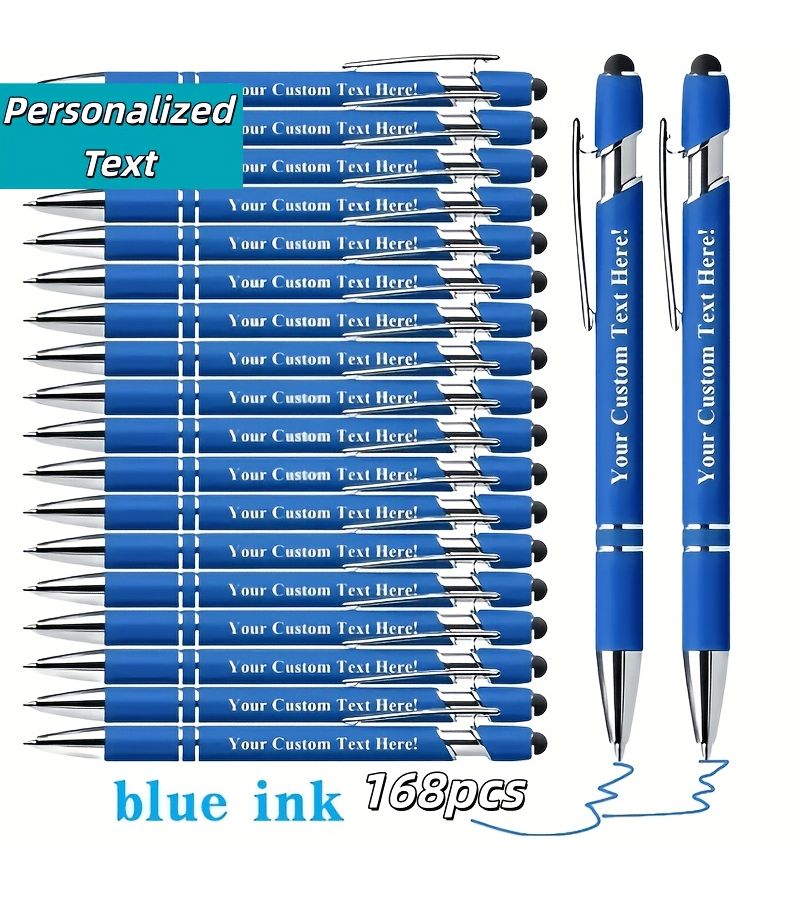 Blue Metal Ballpoint Pens 145pcs Custom Retractable Smooth Writing Office School - Image 5