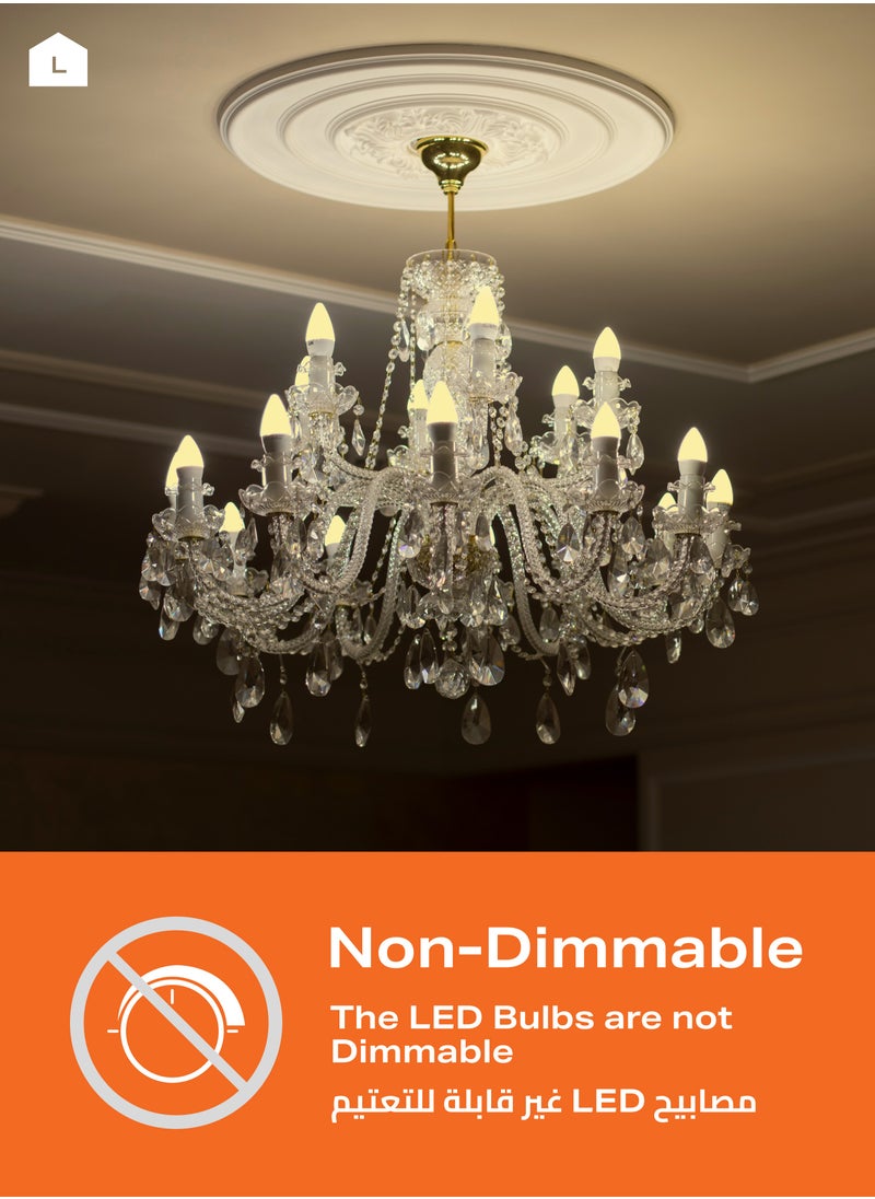 LAWAZIM - 5W LED Candle C37 E14 - 6 Piece 3000K Warm White - Energy Saving 35W Equivalent Non-Dimmable Lightbulbs with 400 Lumens and a Lifespan of 15,000 Hours - Ideal for Chandeliers and Wall Sconces - Image 1