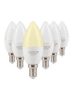 LAWAZIM 5W LED Candle C37 E14 - 6 Piece 3000K Warm White - Energy Saving 35W Equivalent Non-Dimmable Lightbulbs with 400 Lumens and a Lifespan of 15,000 Hours - Ideal for Chandeliers and Wall Sconces  - Image 1