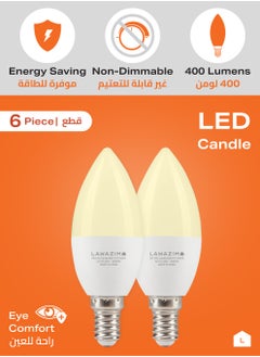 LAWAZIM 5W LED Candle C37 E14 - 6 Piece 3000K Warm White - Energy Saving 35W Equivalent Non-Dimmable Lightbulbs with 400 Lumens and a Lifespan of 15,000 Hours - Ideal for Chandeliers and Wall Sconces  - Image 3