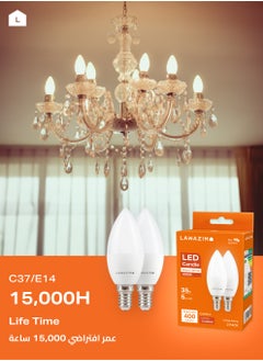 LAWAZIM 5W LED Candle C37 E14 - 6 Piece 3000K Warm White - Energy Saving 35W Equivalent Non-Dimmable Lightbulbs with 400 Lumens and a Lifespan of 15,000 Hours - Ideal for Chandeliers and Wall Sconces  - Image 4